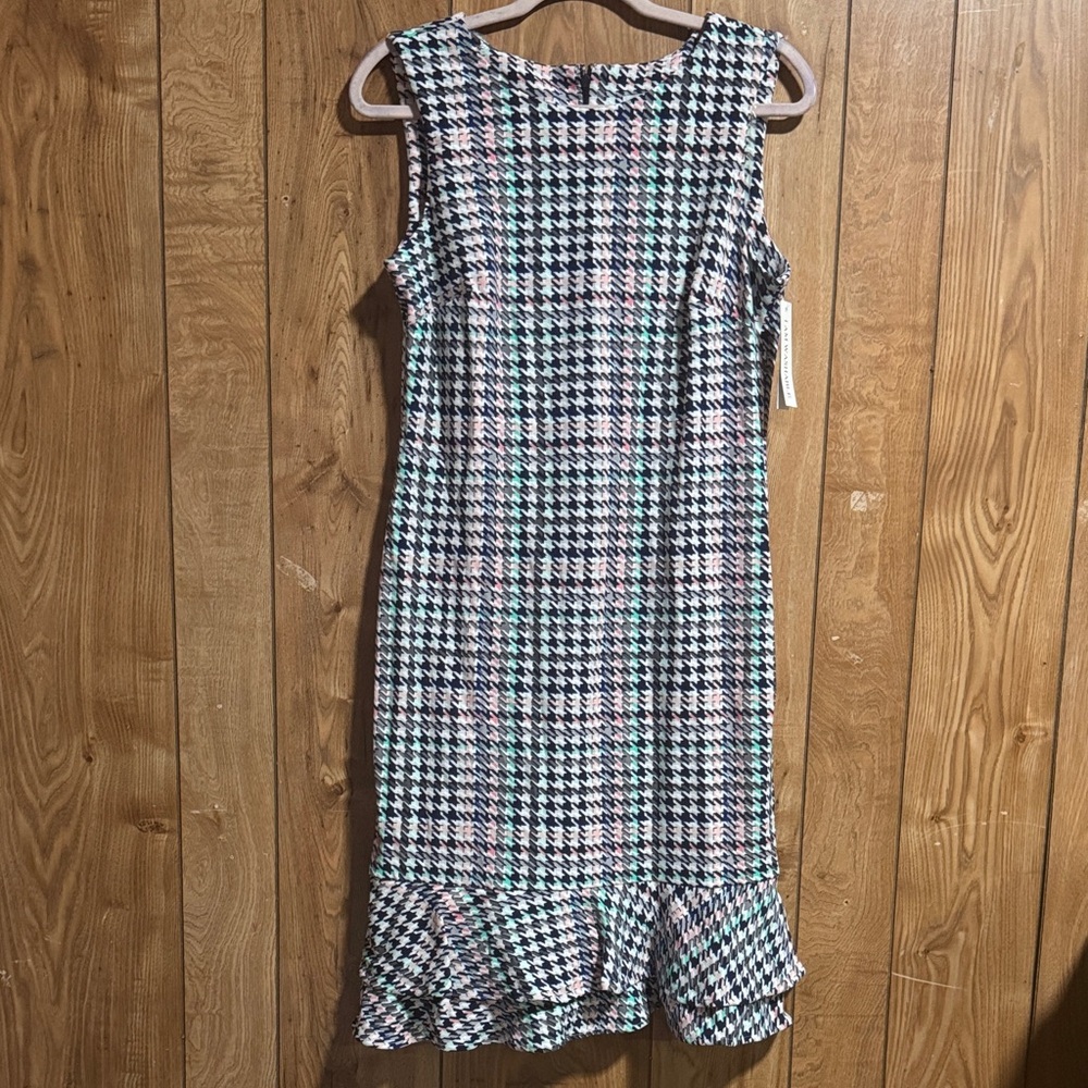 Elegant Houndstooth Sleeveless Dress